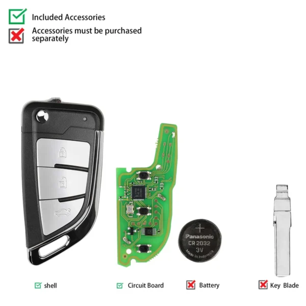2023 Xhorse XSKFF1EN Universal Remote Blade Shape Folding Key 5pcs/lot - Image 5
