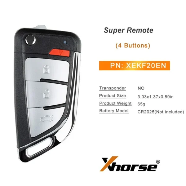 Xhorse XEKF20EN Super Remote Knife Type 4 Buttons with Super Chip 5pcs/lot - Image 4
