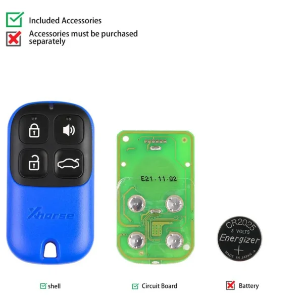 XHORSE XKXH01EN Universal Remote Key 4 Buttons for VVDI Key Tool English Version 5pcs/lot - Image 4