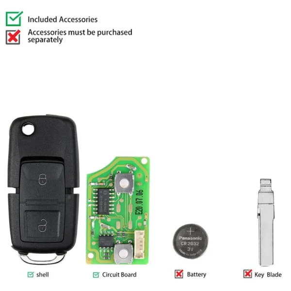 XHORSE XKB508EN Wire Remote Key B5 Style 2 Buttons work with MINI Key Tool/VVDI2 5pcs/lot - Image 3