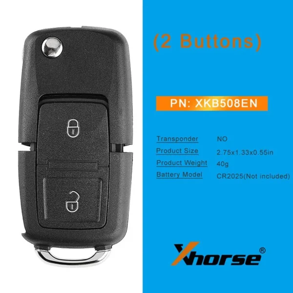 XHORSE XKB508EN Wire Remote Key B5 Style 2 Buttons work with MINI Key Tool/VVDI2 5pcs/lot - Image 4