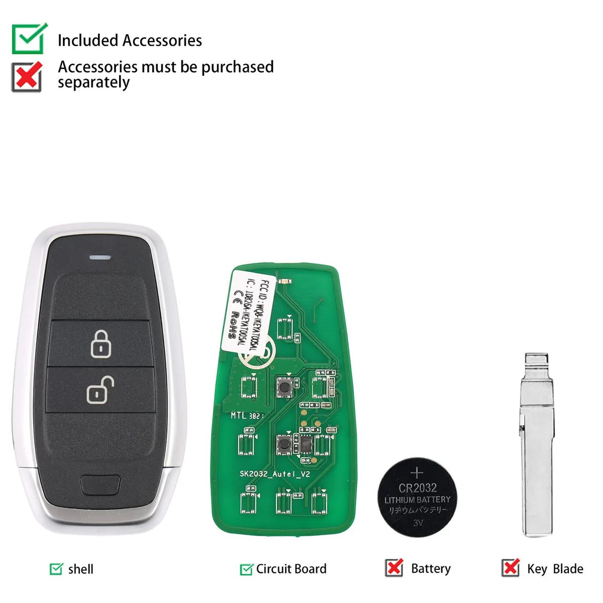 AUTEL IKEYAT002AL 2 Buttons Independent Universal Smart Key 5pcs/lot - Image 2