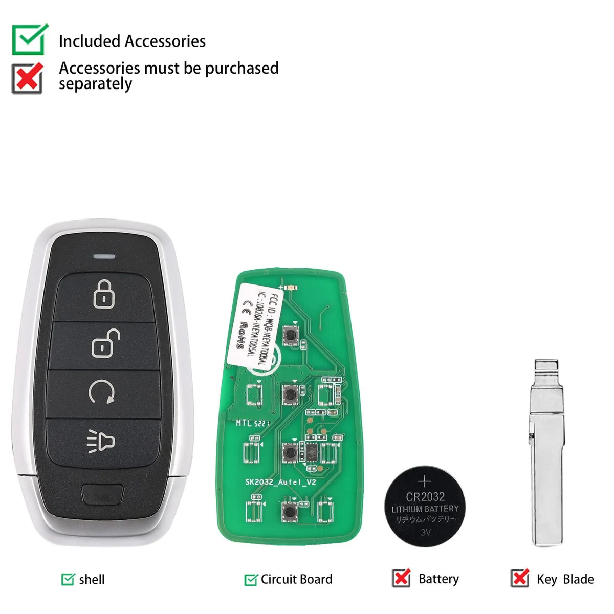 AUTEL IKEYAT004BL 4 Buttons Independent Universal Smart Key 5pcs/lot - Image 4