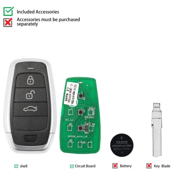 AUTEL IKEYAT003BL 3 Buttons Independent Universal Smart Key 5pcs/lot - Image 3