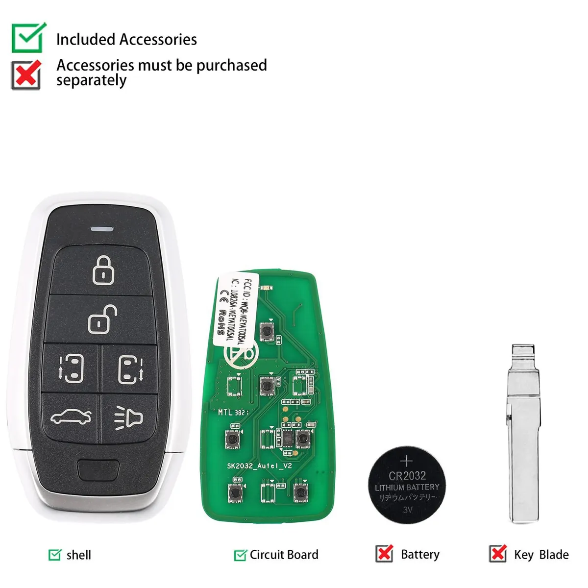 AUTEL IKEYAT006BL 6 Buttons Independent Universal Smart Key 5pcs/lot - Image 3