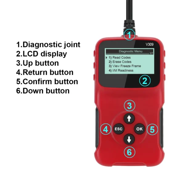 V309 OBD2 OBDII Auto Car Diagnostic Scanner Handheld Car Diagnostic Repair Tool Automotive Erase/Reset Fault Codes Reader - Image 4