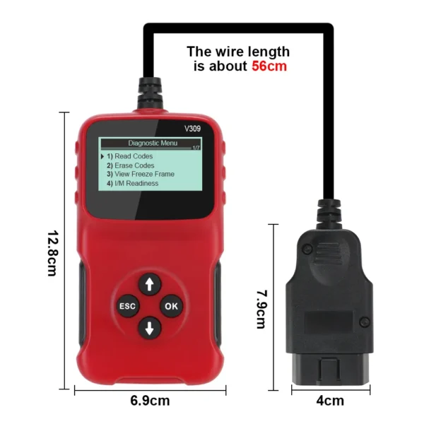 V309 OBD2 OBDII Auto Car Diagnostic Scanner Handheld Car Diagnostic Repair Tool Automotive Erase/Reset Fault Codes Reader - Image 7