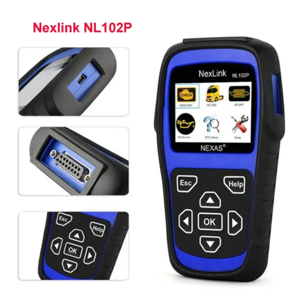 NexLink NL102P OBD2 Auto Scanner Car Diesel Truck DPF Regenerate Oil Reset For Diesel 2 in 1 Heavy Duty Trucks ODB OBD 2 Diagnostic Tool - Image 4