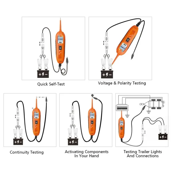 XTUNER PT101 12V/24V Power Probe Circuit Tester DC/AC Electrical System Diagnostic Tool Voltage Current Test Car battery Tester - Image 6