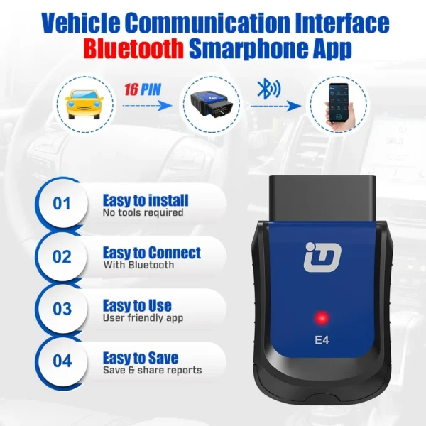 VPECKER E4 Easydiag Bluetooth Full System OBDII Scan Tool for Android Support ABS Bleeding/Battery/DPF/EPB/Injector/Oil Reset/TPMS - Image 12