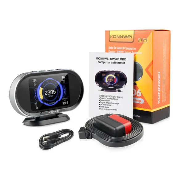 KONNWEI KW206 Car OBD2 Scanner HUD Head Up Display Car On-Board Computer Auto Digital Fuel Consumption Water Temperature Gauge - Image 3