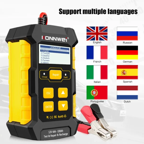 KONNWEI KW510 12V 5A Full Automatic Car Battery Tester Pulse Repair Chargers Wet Dry Lead Acid Car Battery Repair Tool Agm Gel - Image 5