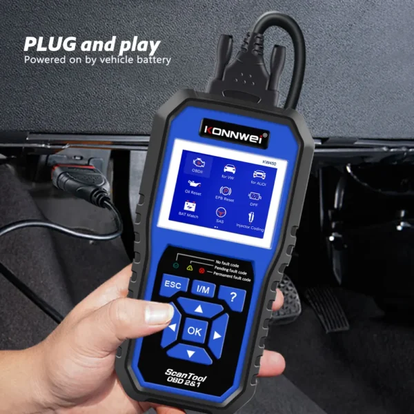 KONNWEI KW450 OBD2 Diagnostic Tool for VAG Cars VW Audi ABS Airbag Oil ABS EPB DPF SRS TPMS Reset Full Systems Scanner VAG COM - Image 6