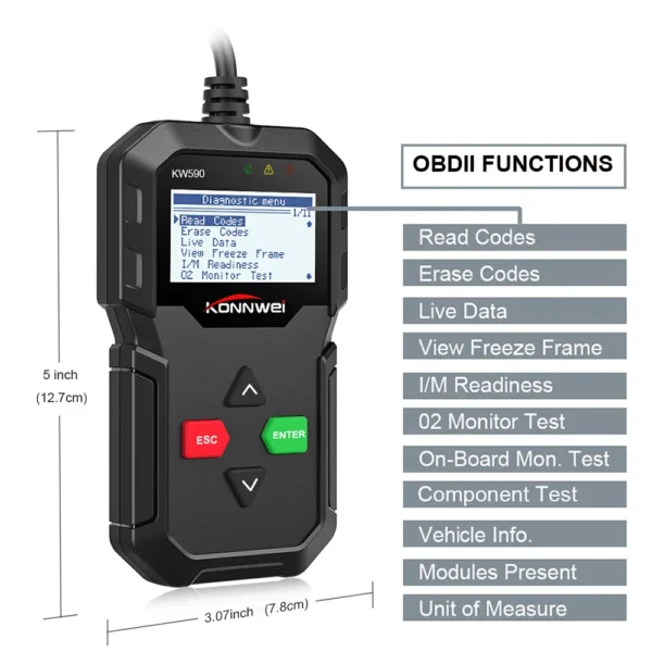 KONNWEI KW590 Support Multi-languages Full ODB2 Function Auto Diagnosis tool kw 590 code reader scanner better than AD310 - Image 6