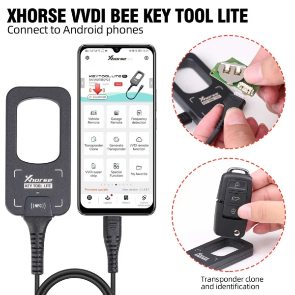 Xhorse VVDI BEE Key Tool Lite Frequency Detection Transponder Clone Work on Android Phone - Image 5