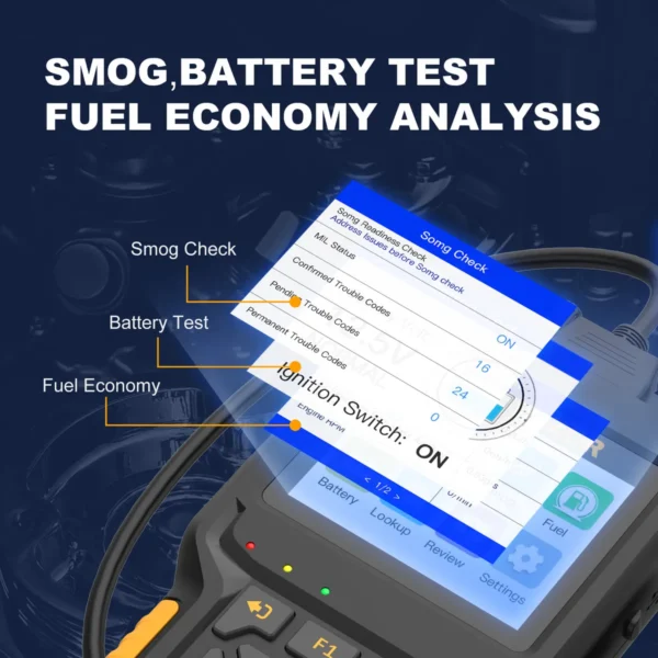 HUMZOR NexzCheck NC601 for Diesel and Gasoline I/M Readiness, MIL Status Analysis, Smog Check, Fuel Analysis, Battery Analysis, - Image 5