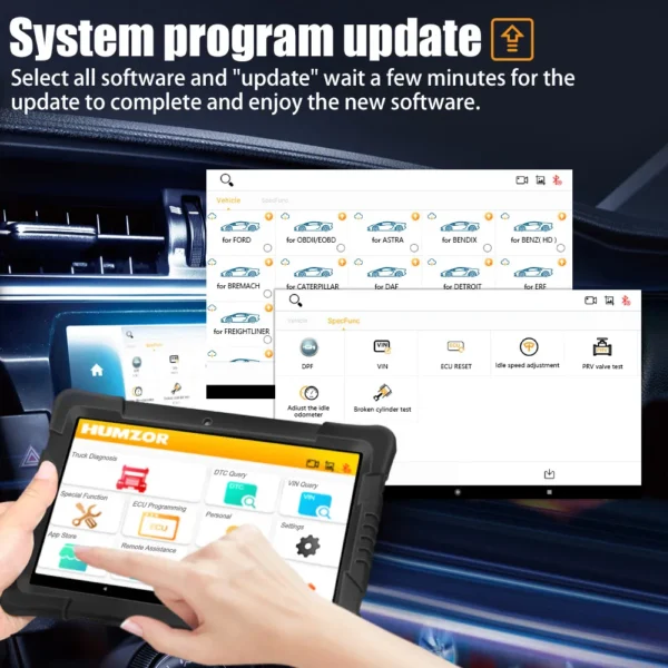 Humzor NexzDAS ND506 Plus Full Version 10 Inch Tablet for 12V-24V Diesel Commercial Vehicles Diagnostic Tool with 10 Converters - Image 8