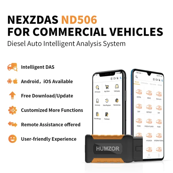 Humzor NexzDAS ND506 Commercial Vehicles Diesel Auto Full System Intelligent Diagnosis Tool - Image 9