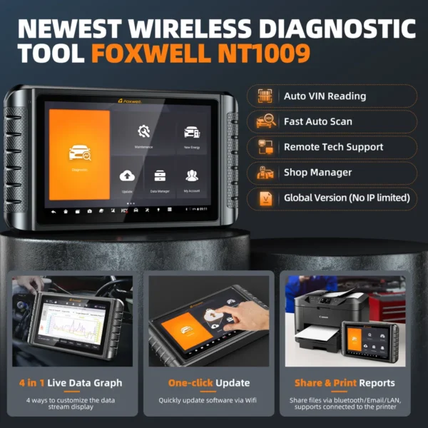 FOXWELL NT1009 OBD2 Car Diagnostic Tools All System Bi-directional ECU Coding Automotive Scanner - Image 6