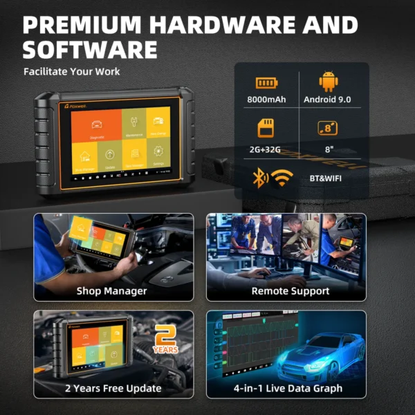 FOXWELL NT909 OBD2 Bluetooth Bi-Directional Scan Tool ECU Coding 24+ Resets All System Car Diagnostic Scanner Upgraded NT809BT - Image 4