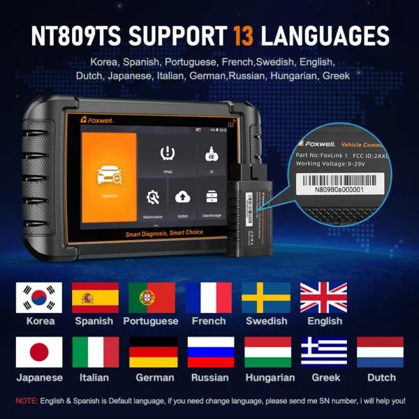 FOXWELL NT809TS OBD2 Car Automotive Scanner Bidirectional Test TPMS Relearn Programming Enhanced OE-Level OBD 2 Diagnostic Tool - Image 3