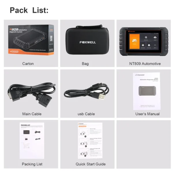 Foxwell NT809 OBD2 Automotive Scanner Professional Full System Oil SRS EPB TPMS IMMO Injector Coding Reset Auto Diagnostic Tools - Image 2