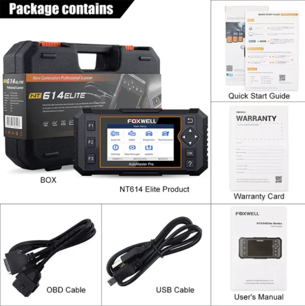 FOXWELL NT614 Elite OBD2 Car Diagnostic Tool Engine ABS SRS Airbag AT+EPB Oil Reset Code Reader OBD 2 OBDII Automotive Scanner - Image 4