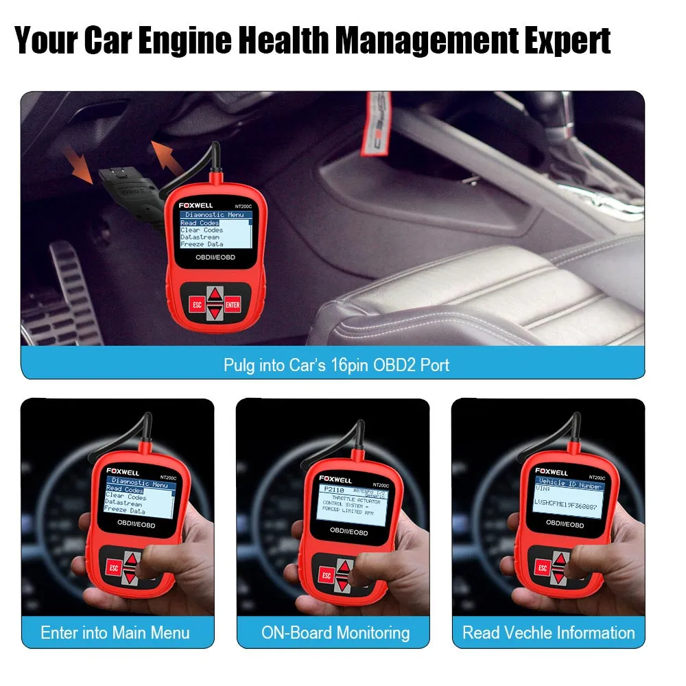 FOXWELL NT200C OBDII/EOBD Code Reader - Image 3