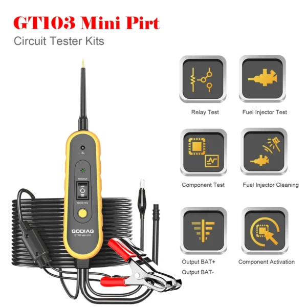 GODIAG GT103 Mini Pirt Electric Circuit Tester Vehicles Electrical System Diagnosis/ Fuel Injector Cleaning & Testing/ Relay Testing - Image 6