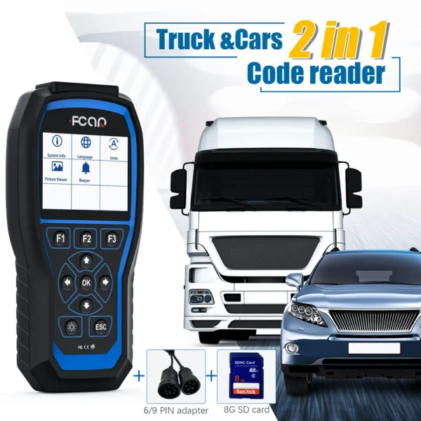 Fcar F506 Pro Diesel Truck Scanner Heavy Truck and Car 2 In 1 OBD2 Scanner For Bus Excavator Professional OBD2 Diagnosis Tool - Image 3