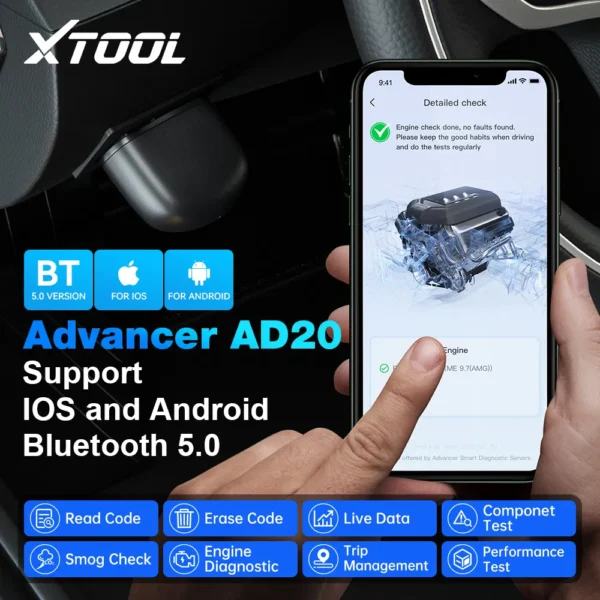 XTOOL Adcancer AD20 OBD2 Code Reader Scanner Car Engine Diagnostic Tools Android /IOS Better than ELM327/AD10 Update - Image 4