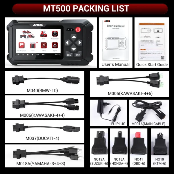 2024 Ancel MT500 Motorcycle Scanner Full System Diagnosis ECU Coding Multi-reset Auto Motorcycle Analysis European Version for BWM for KTM for KAWASAKI - Image 2