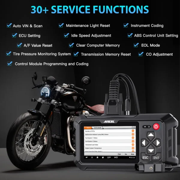 2024 Ancel MT500 Motorcycle Scanner Full System Diagnosis ECU Coding Multi-reset Auto Motorcycle Analysis European Version for BWM for KTM for KAWASAKI - Image 3