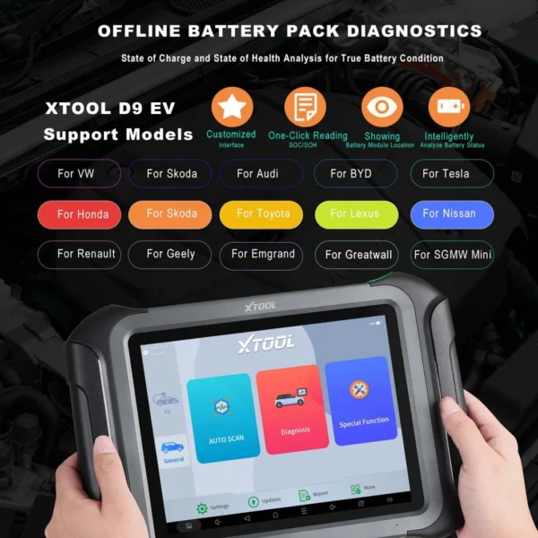 XTOOL D9 EV Electric Vehicle and Car Intelligent Diagnostic Scanner Auto Programming 43+ Service with Battery Pack - Image 7