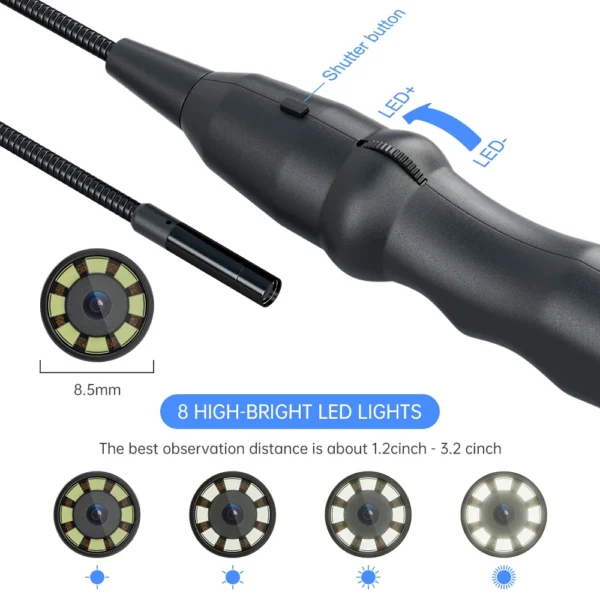 XTOOL XV100 8.5mm HD Flexible Snake Inspection Waterproof Car Inspection Camera 8 LEDs Adjustable Work With XTOOL D9 PRO/D9/D8/PAD3/A80 - Image 5