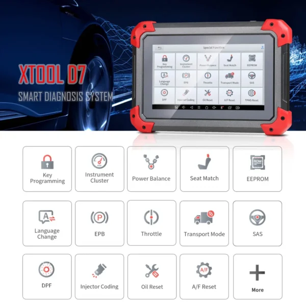 XTOOL D7 Automotive Diagnostic Tool Bi-Directional Support OE-Level Full Diagnosis with 36+ Services IMMO/Key Programming ABS Bleeding - Image 4