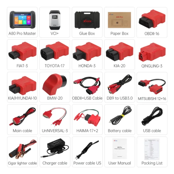 XTOOL A80 pro Master with KC501 KS01 OBD2 Car Full Diagnostic Scanner VCI J2534 Programmer ECU Coding PK 908P IM608 Free Update - Image 6
