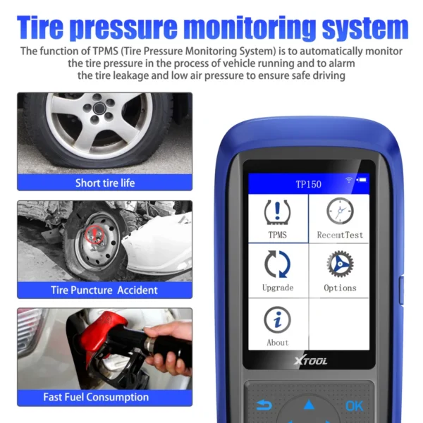 XTOOL TP150 Tire Pressure Monitoring System OBD2 TPMS Scanner Tool with 315&433 MHZ Sensor - Image 4