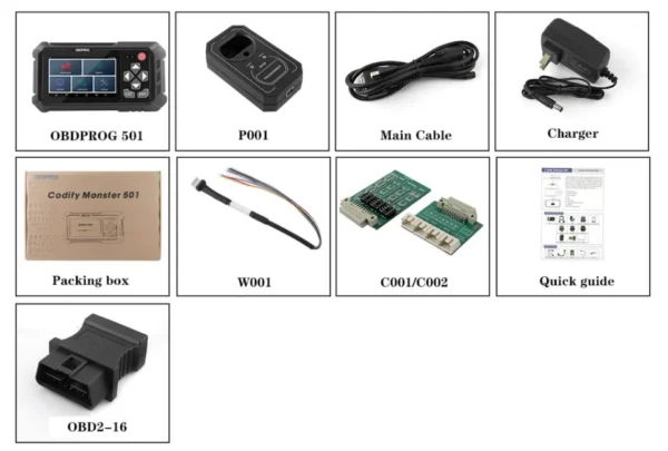 OBDPROG Codify Monster 501 OBD2 Tool Car Key Programmer Immobilizer Pin Code Reader Automotive Smart Keys Remote Program Auto Diagnostic Tools Euro Version - Image 2