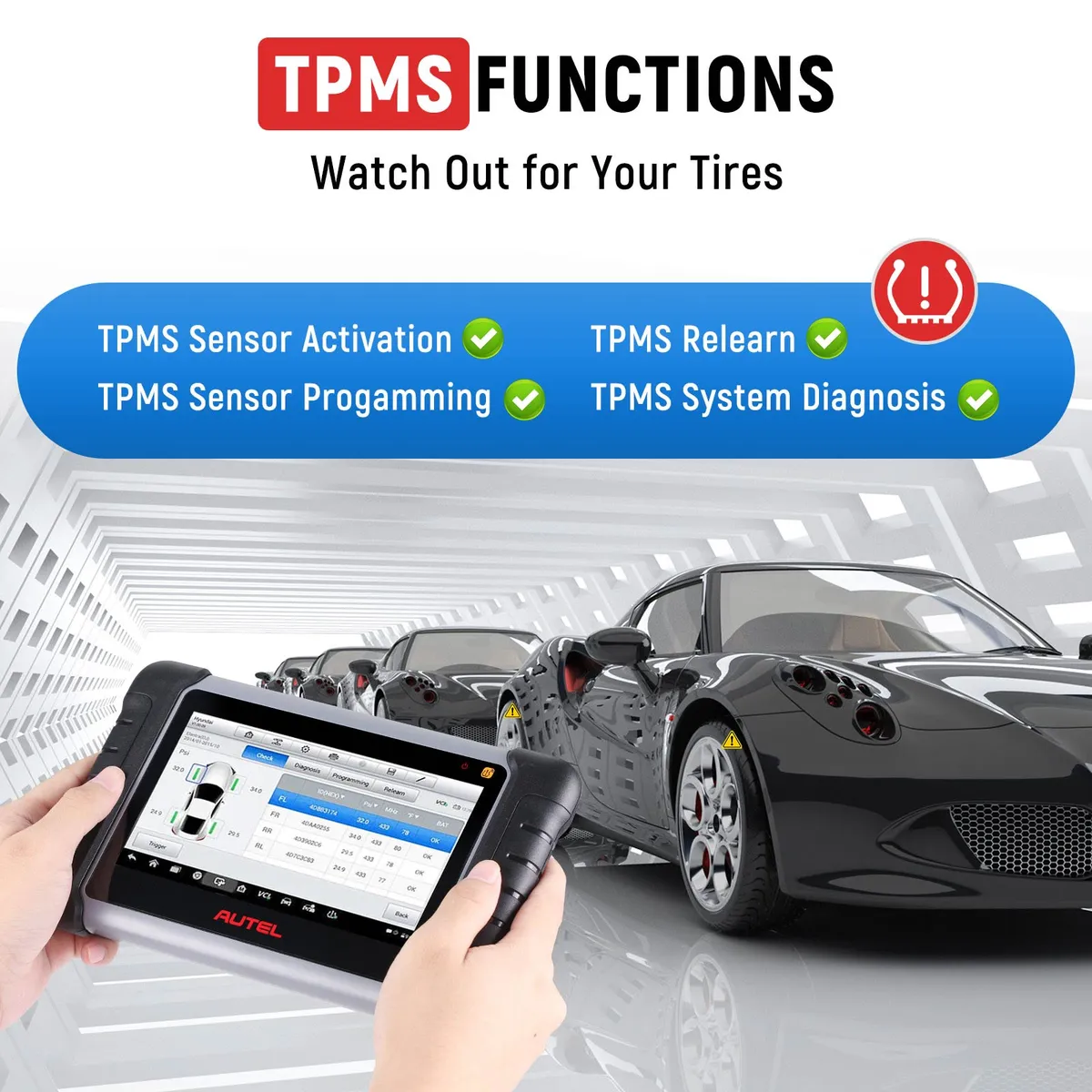 Autel MaxiCOM MK808TS Auto TPMS Relearn Tool Universal Tire Sensor Activation Pressure Monitor Reset Scanner - Image 13