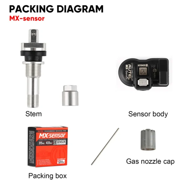 Autel MX-Sensor 433MHZ/315MHZ Universal Programmable TPMS Sensor Specially Built for Tire Pressure Sensor Replacement - Image 3
