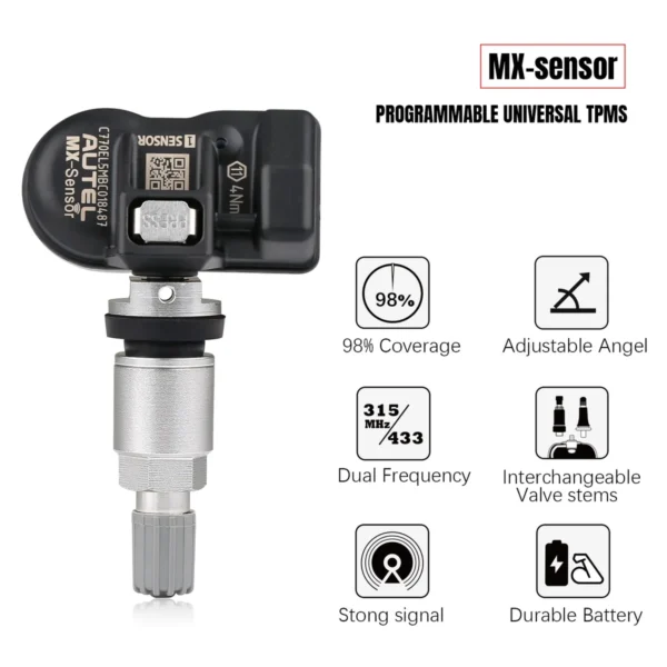Autel MX-Sensor 433MHZ/315MHZ Universal Programmable TPMS Sensor Specially Built for Tire Pressure Sensor Replacement - Image 5