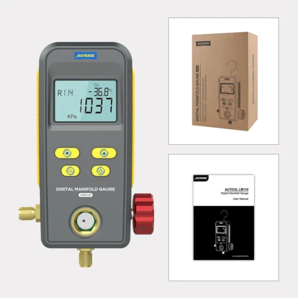 AUTOOL LM110 Digital Manifold Meter Air Conditioner Refrigerant Leak Tester Pressure Gauge Kit HVAC Vacuum Temperature Tester - Image 2