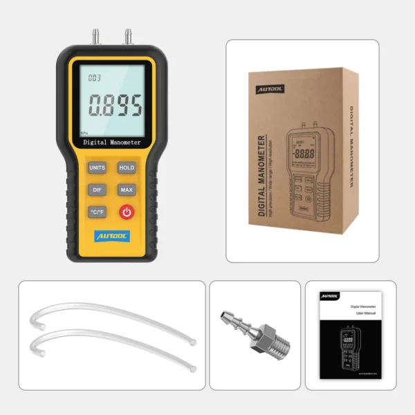 AUTOOL Digital Differential Manometer Hand-held Air Pressure Gauge Negative Vacuum Press Gauge Meter Monitoring Manometro 512A - Image 6