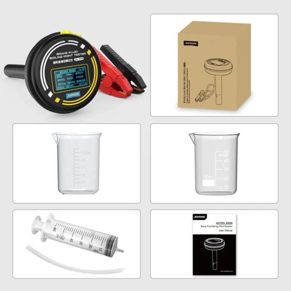 AUTOOL AS506 Brake Fluid Tester 12/24V Automotive Brake Oil Tester Compatible for DOT3/DOT4/DOT5.1/ENV4/ENV6 ATE/TRW/BOSCH/MOBIL - Image 4