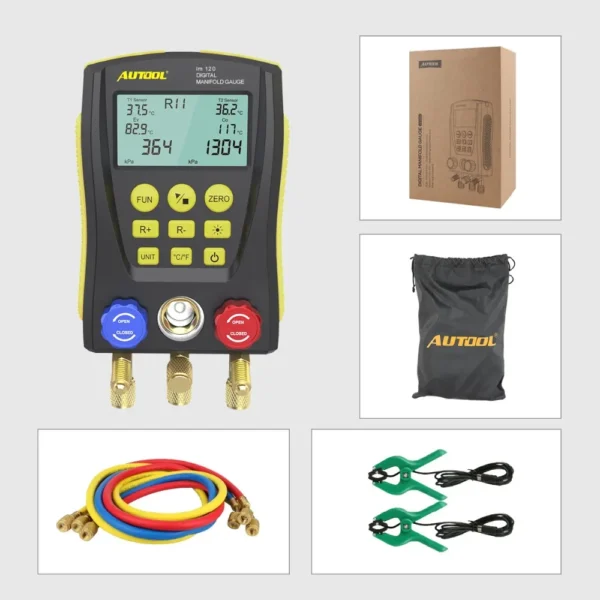 AUTOOL LM120+ Digital Manifold Meter Air Conditioning Vacuum Gauge for Refrigeration HVAC Vacuum Pressure Temperature Tester - Image 2