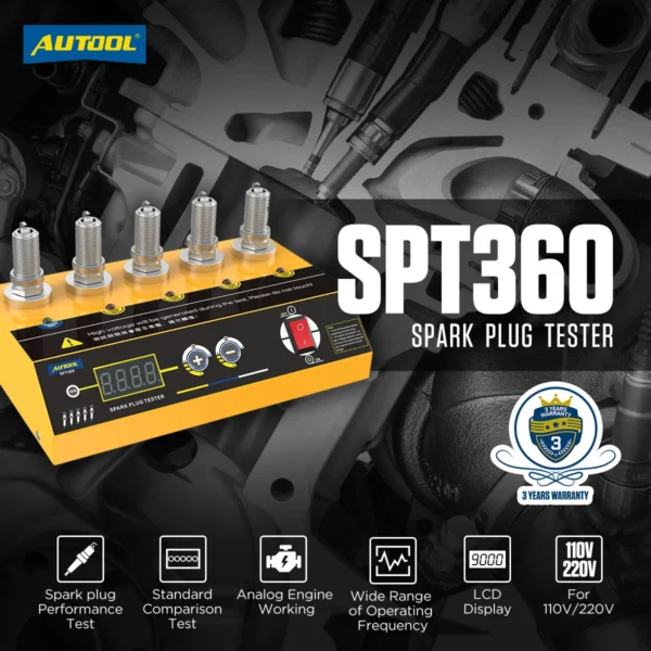 AUTOOL SPT360 Car Spark Plug Tester Ignition Testers Automotive Diagnostic Tool Five-Hole Spark Plug Flashover Analyzer 110/220V - Image 5