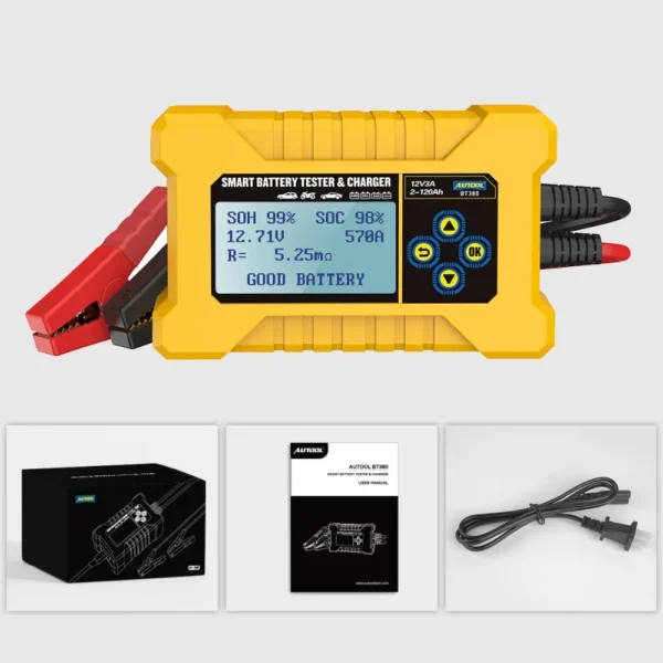 AUTOOL BT380 Car Battery Tester Car Battery Charged 12V Automotive Cranking Tester Analyzer Vehicle Power Bank - Image 3