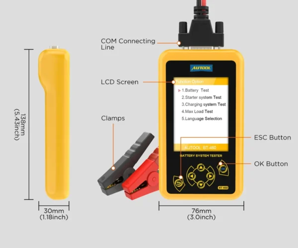 AUTOOL BT460 Car Battery Tester Automobile Battery Analyzer Load Tester Tester Machine Charging Starting Systems Tester 12V 24V - Image 7