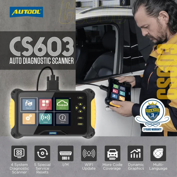 AUTOOL CS603 Automotive OBD2 Scanner Diagnostic Scanner Four-System Diagnostic Scanner Diagnostics Engine Transmission ABS SRS - Image 3